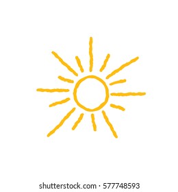 Sun icon. Doodle line art illustration