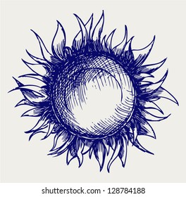 Sun icon. Doodle style