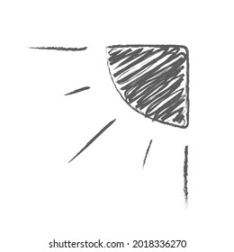 Sun icon. Sun draw. Sun in doodle style. Black icon