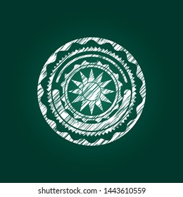 sun icon drawn chalk emblem, retro style, chalk or chalkboard texture