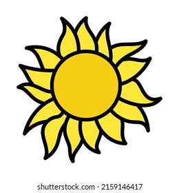 Sun Icon. Editable Bold Outline With Color Fill Design. Vector Illustration.