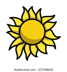 Sun Icon. Editable Bold Outline With Color Fill Design. Vector Illustration.