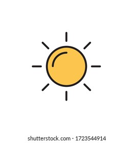 sun icon filled outline vector. isolated on white background