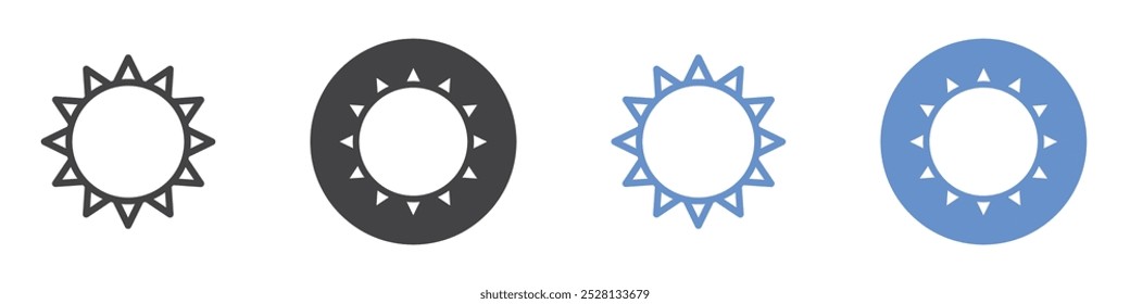 Sun icon Flat art in black and white isolated