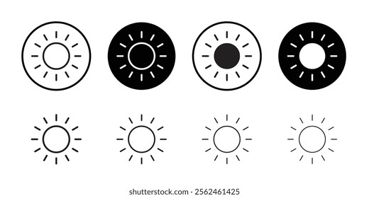 Sun icon Flat art in black and white isolated