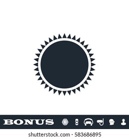 Sun icon flat. Black pictogram on white background. Vector illustration symbol and bonus button