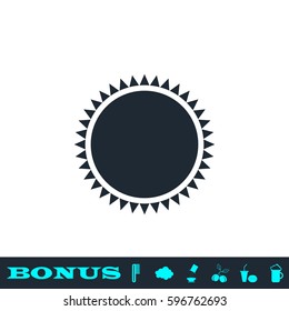 Sun icon flat. Black pictogram on white background. Vector illustration symbol and bonus button