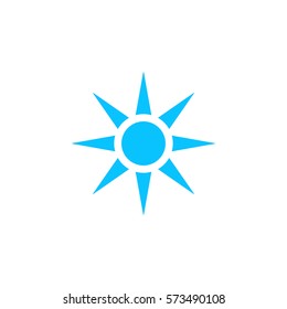Sun icon flat. Blue pictogram on white background. Vector illustration symbol