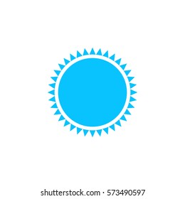 Sun icon flat. Blue pictogram on white background. Vector illustration symbol