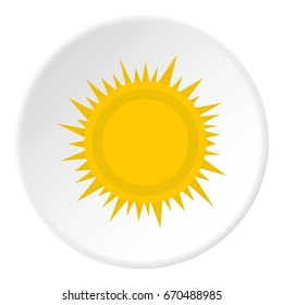 Sun icon in flat circle isolated vector illustration for web