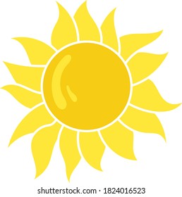 Sun Icon. Flat Color Design. Vector Illustration.