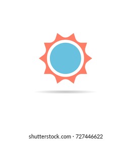 sun icon flat color vector illustration