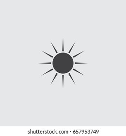 Sun icon in a flat design in black color. Vector illustration eps10