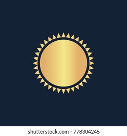 Sun icon flat. Simple gold pictogram on dark background. Vector illustration symbol