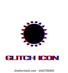 Sun icon flat. Simple pictogram - Glitch effect. Vector illustration symbol