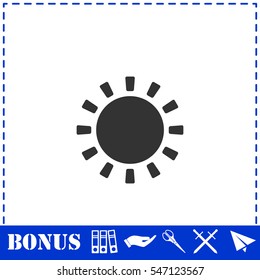 Sun icon flat. Simple vector symbol and bonus icon