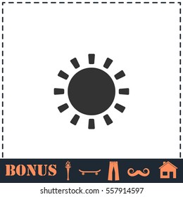 Sun icon flat. Simple vector symbol and bonus icon