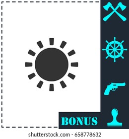 Sun icon flat. Simple vector symbol and bonus icon