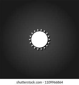 Sun icon flat. Simple White pictogram on black background with shadow. Vector illustration symbol