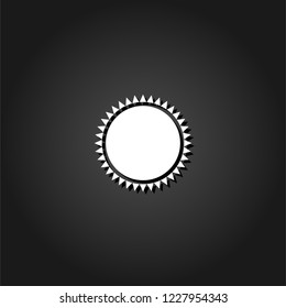 Sun icon flat. Simple White pictogram on black background with shadow. Vector illustration symbol
