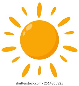 Ícone de sol em estilo plano isolado no fundo branco.