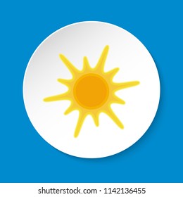 Sun icon in flat style on round button