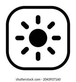 sun Icon. Flat style rounded rectangle isolated on white background. Vector illustration