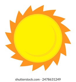 Sun icon in flat style, simple yellow sun.