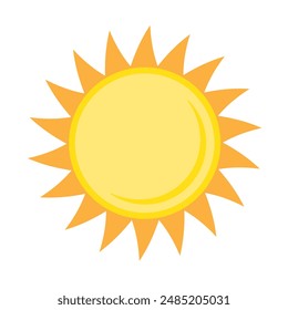 Sun icon in flat style, simple yellow sun.