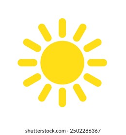 Sun icon in flat style, simple yellow sun.
