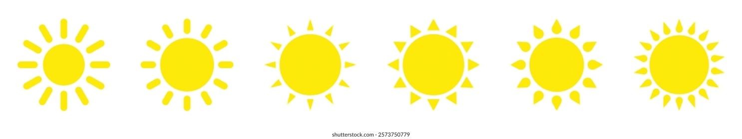 Sun icon in flat style, simple yellow sun.