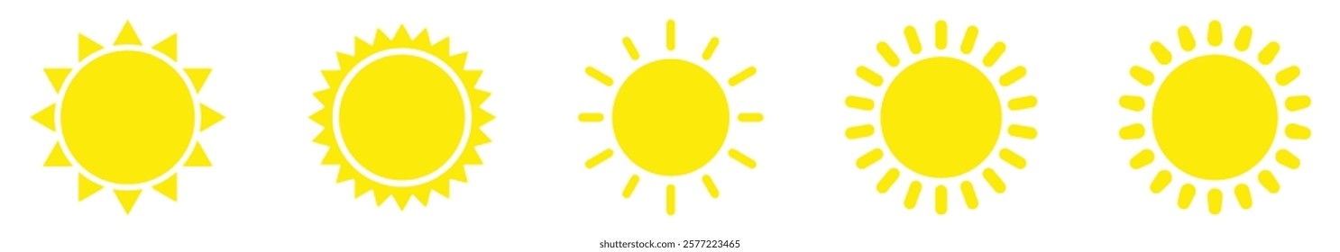 Sun icon in flat style, simple yellow sun.