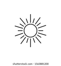 Sun icon in flat style. Sunlight sign vector illustration on white isolated background. Daylight business concept.