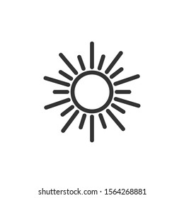 Sun icon in flat style. Sunlight sign vector illustration on white isolated background. Daylight business concept.