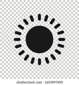 Sun icon in flat style. Sunlight sign vector illustration on white isolated background. Daylight business concept.