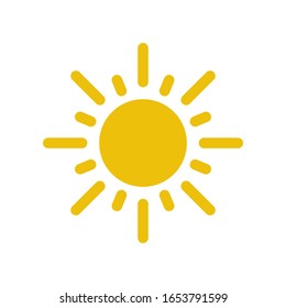 Sun icon. Flat symbol of sunshine vector design. Happy yellow light logo concept illustration. Pictogram of the sunny weather for website ui.