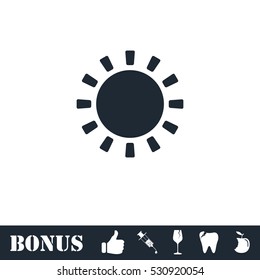 Sun icon flat. Vector illustration symbol and bonus pictogram