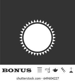 Sun icon flat. White pictogram on black background. Vector illustration symbol and bonus icons