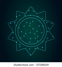 Sun icon - With glowing point and lines scales on the dark gradient background. Vector Illustration eps10.
