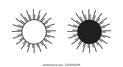 Glifo de icono de sol y concepto de símbolo de línea delgada.