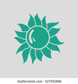 Sun icon. Gray background with green. Vector illustration.