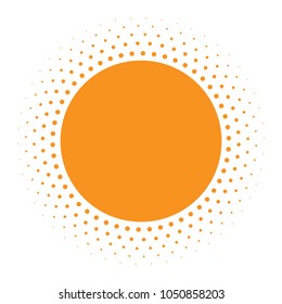 Sun icon. Halftone orange circle with gradient  texture circles logo design element. Vector illustration 