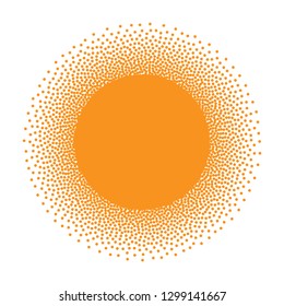 Sun icon. Halftone orange circle with gradient  texture circles logo design element. Vector illustration 