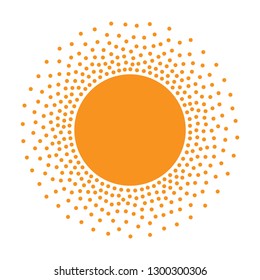 Sun icon. Halftone orange circle with gradient  texture circles logo design element. Vector illustration 
