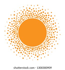 Sun icon. Halftone orange circle with gradient  texture circles logo design element. Vector illustration 