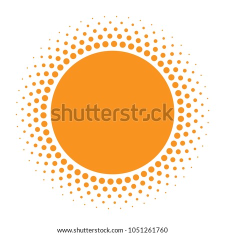 Sun icon. Halftone orange circle with gradient  texture circles logo design element. Vector illustration 