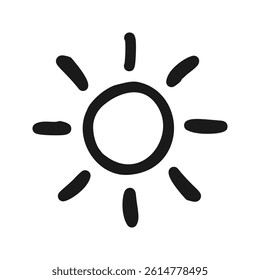 Sun icon hand drawn style. anime doodle sun vector illustration