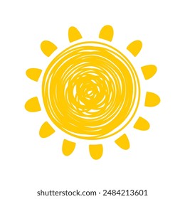 Sun icon. Hand drawn summer element. Vector illustration