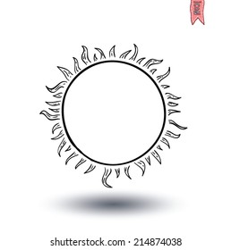 Sun icon, hand drawn vector illustration.