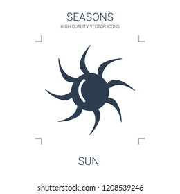 sun icon. high quality filled sun icon on white background. from seasons collection flat trendy vector sun symbol. use for web and mobile